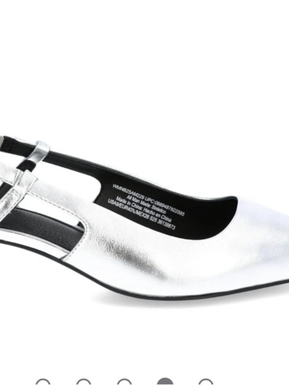 No Boundaries Silver Slingback Kitten Heels Women’s Size 8 Pointed Toe